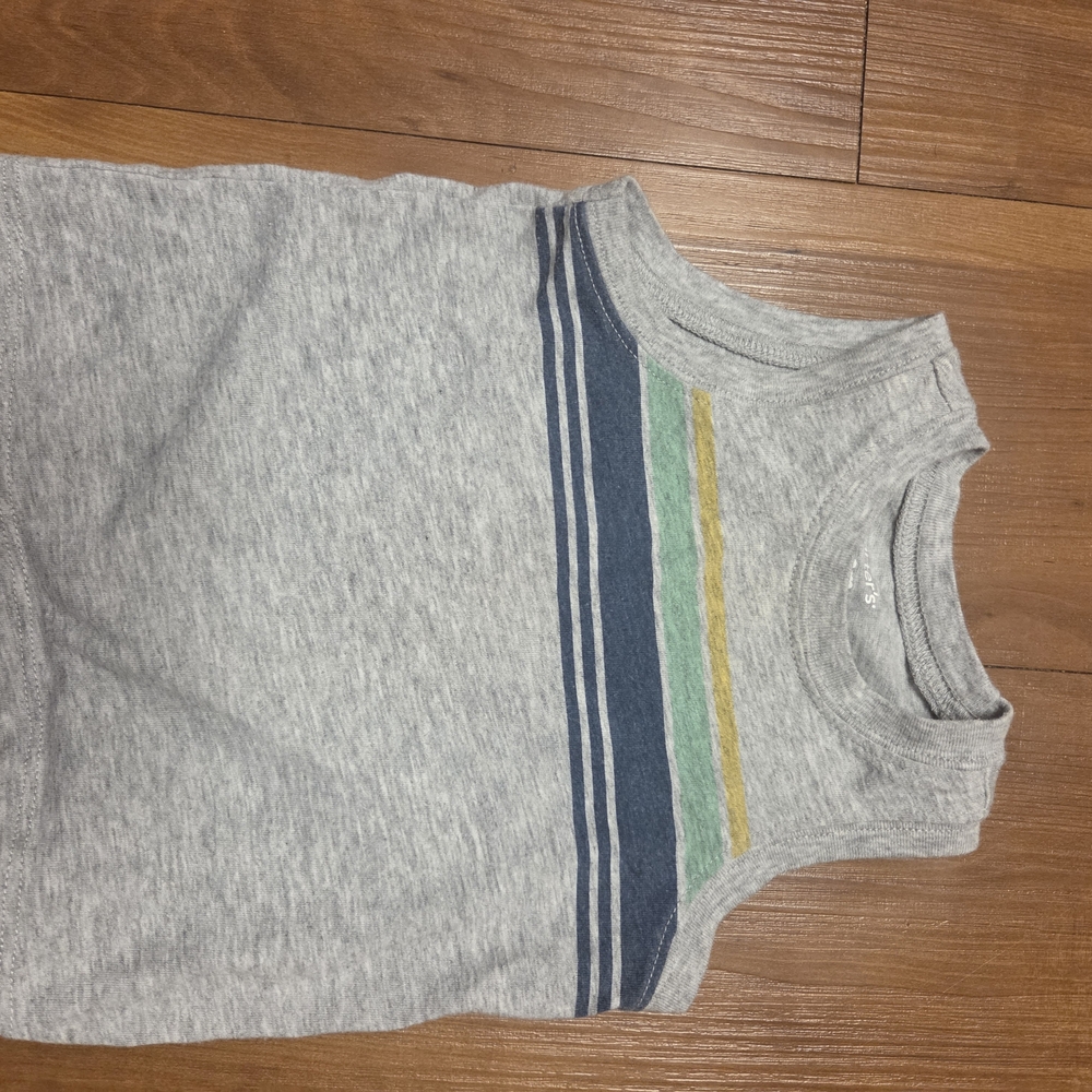 Carter's Gray Tank Top with Blue, Green, and Yellow Stripes